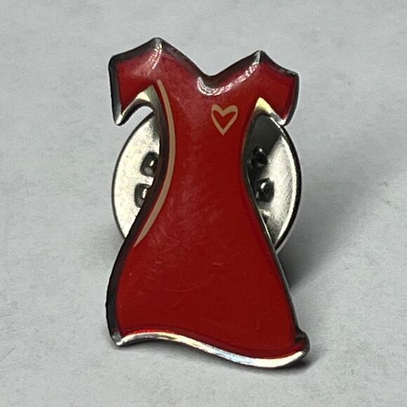 Women's Red Dress w/ Heart Pendent/Pin/Brooch. Fashion Jewelry - Picture 1 of 4